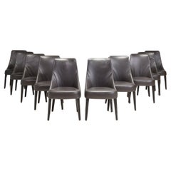 Maxalto by Antonio Citterio Febo Brown Leather Dining Chairs, Set of 10