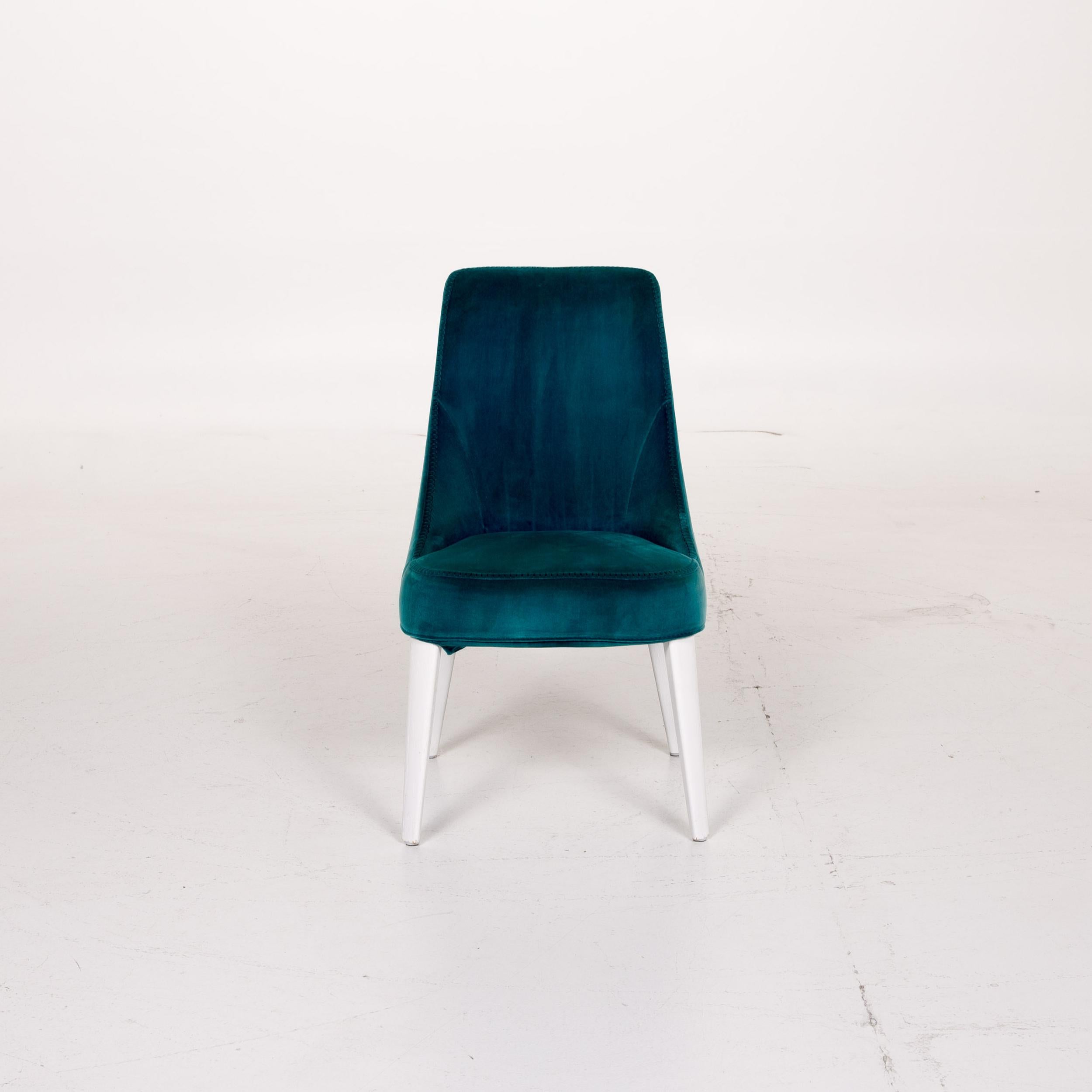 Maxalto by B&B Italia Velvet Chair Set Turquoise For Sale 4
