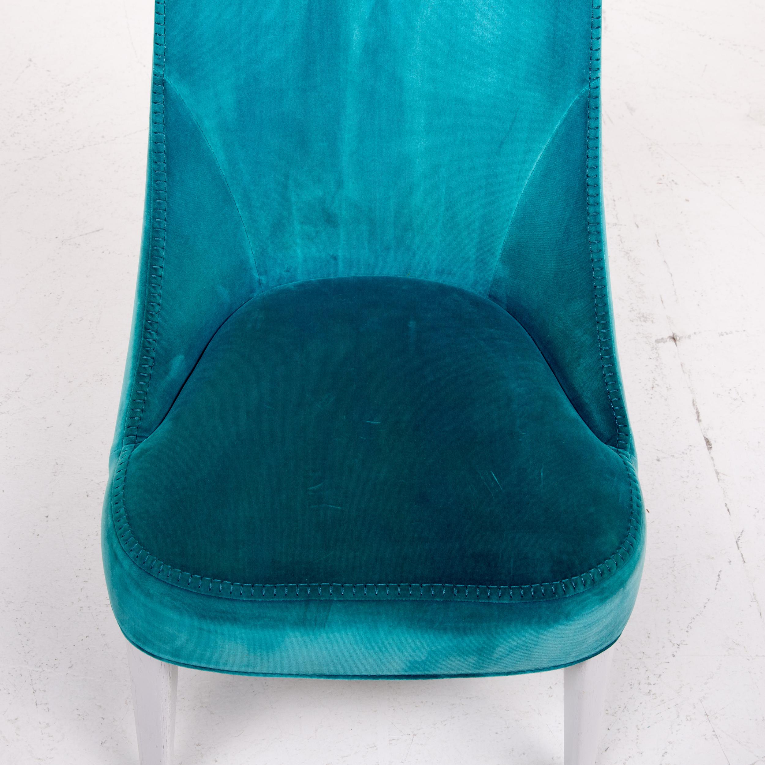 Maxalto by B&B Italia Velvet Chair Set Turquoise For Sale 4