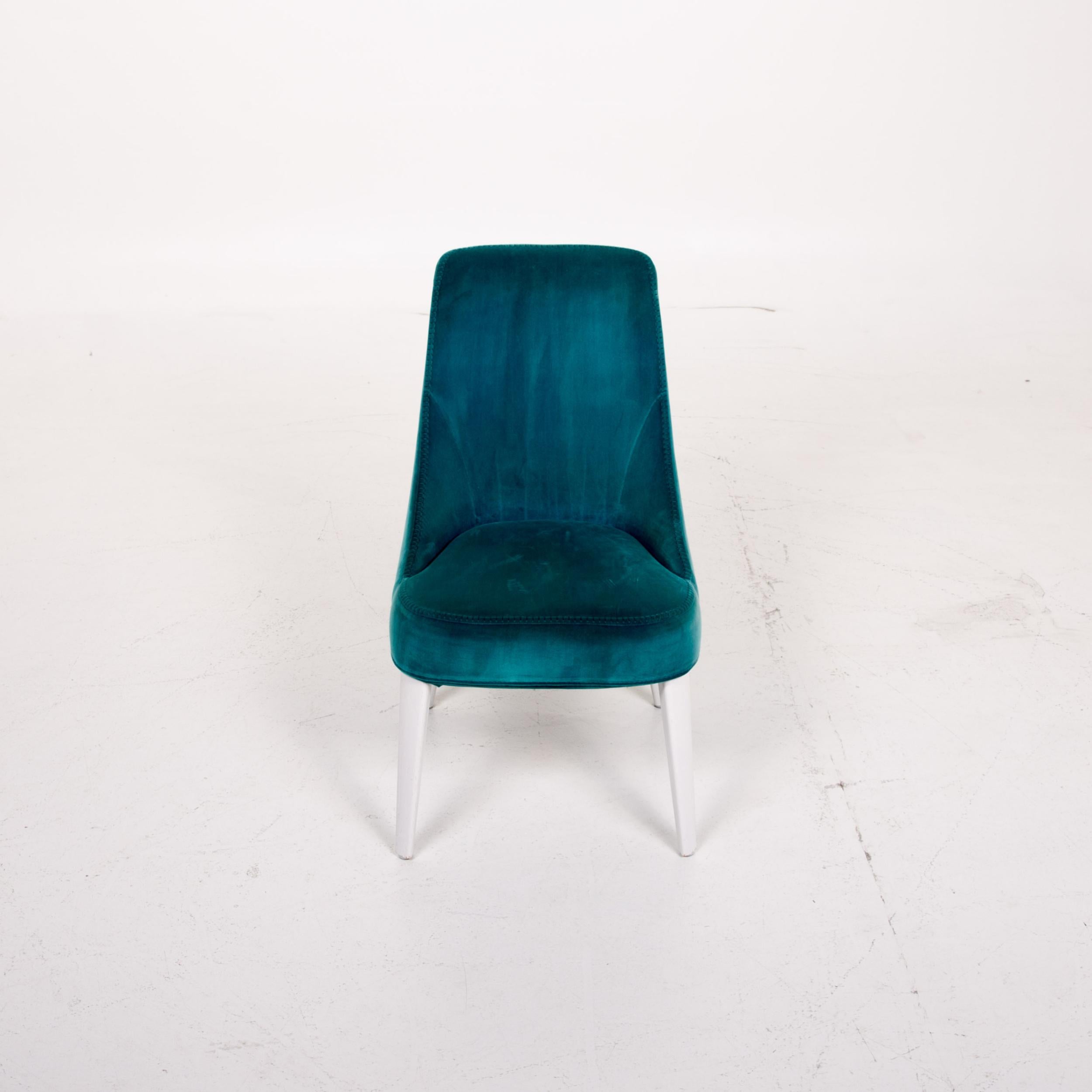 Maxalto by B&B Italia Velvet Chair Set Turquoise For Sale 5