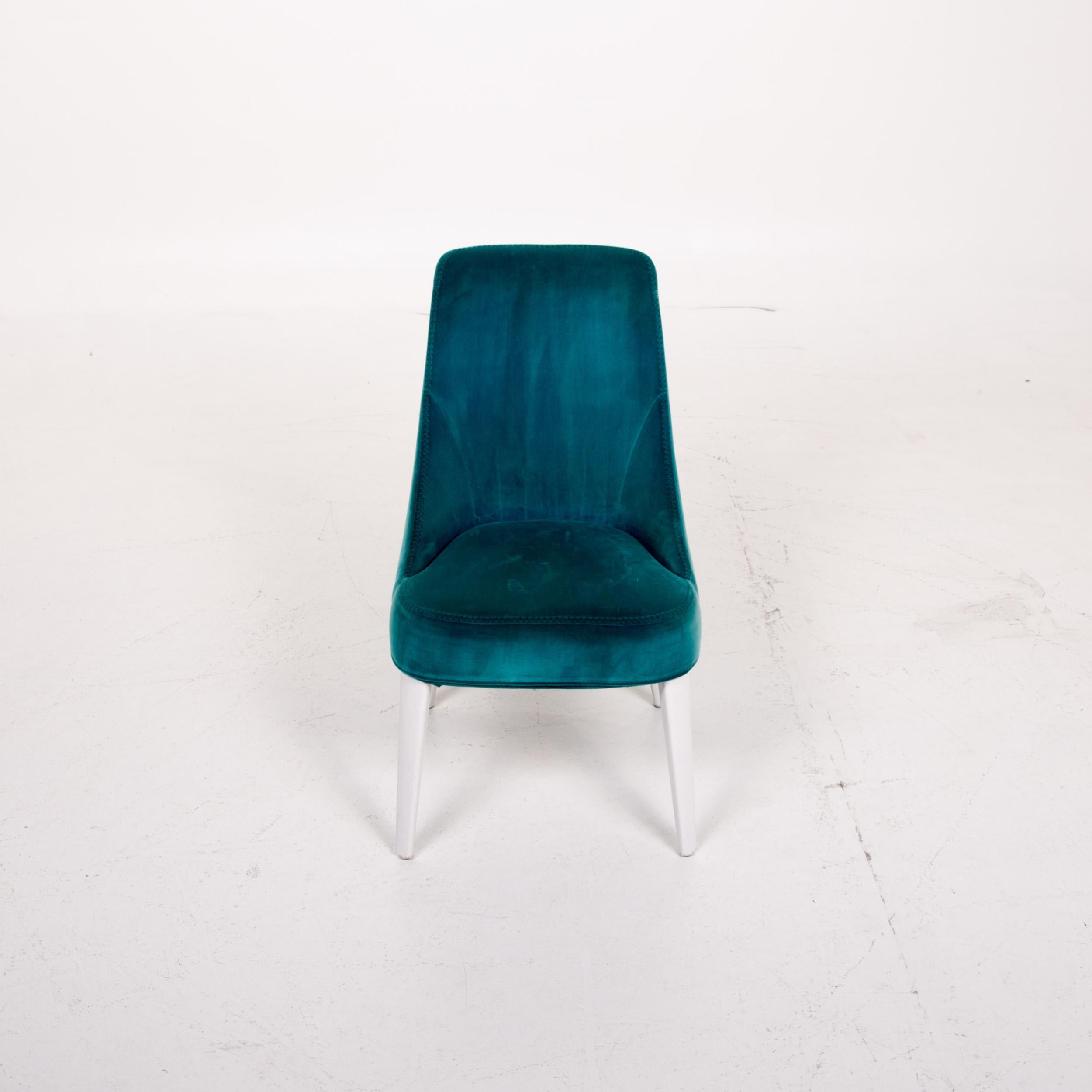 Maxalto by B&B Italia Velvet Chair Set Turquoise For Sale 6