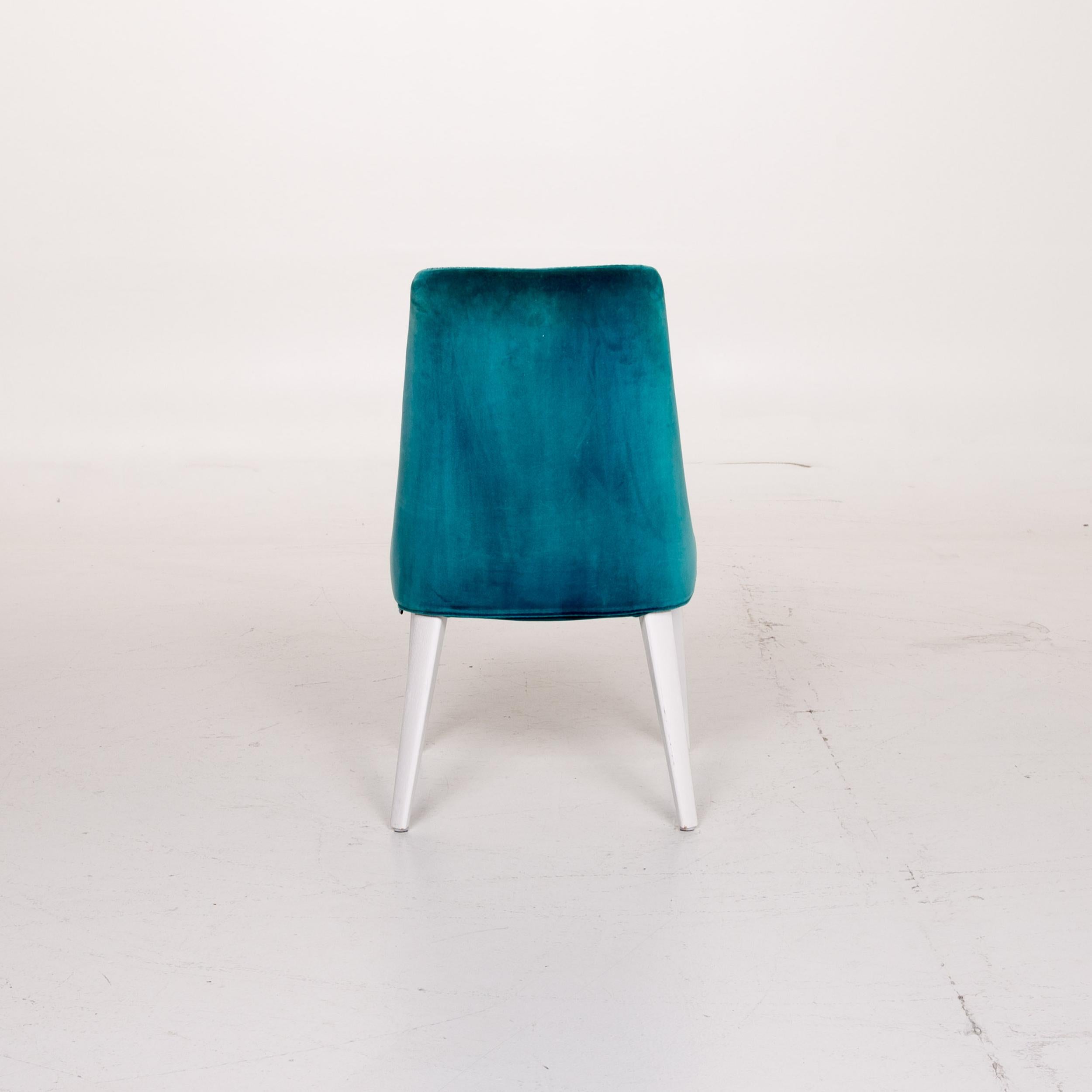 Maxalto by B&B Italia Velvet Chair Set Turquoise For Sale 8