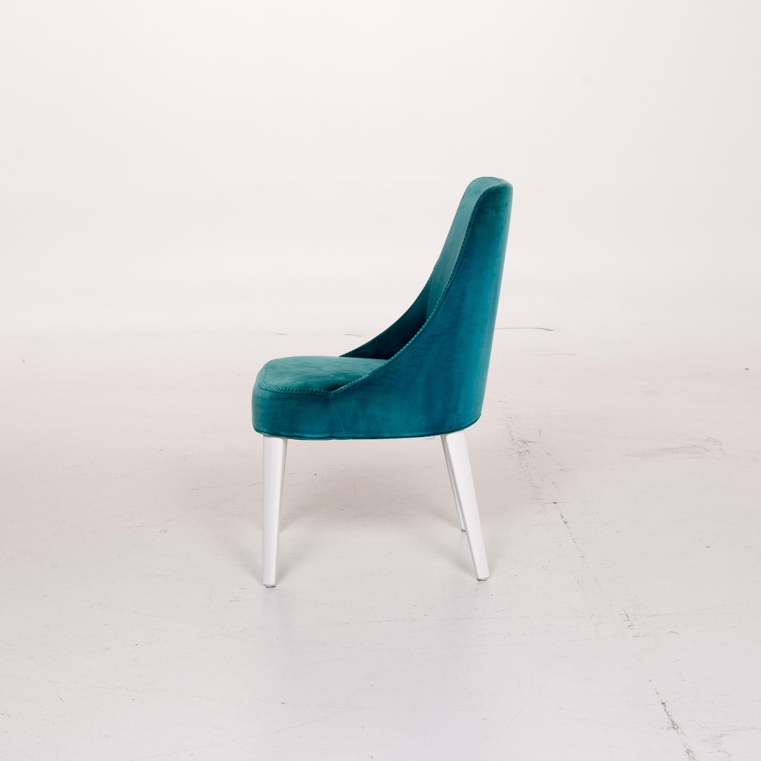 Maxalto by B&B Italia Velvet Chair Set Turquoise For Sale 8