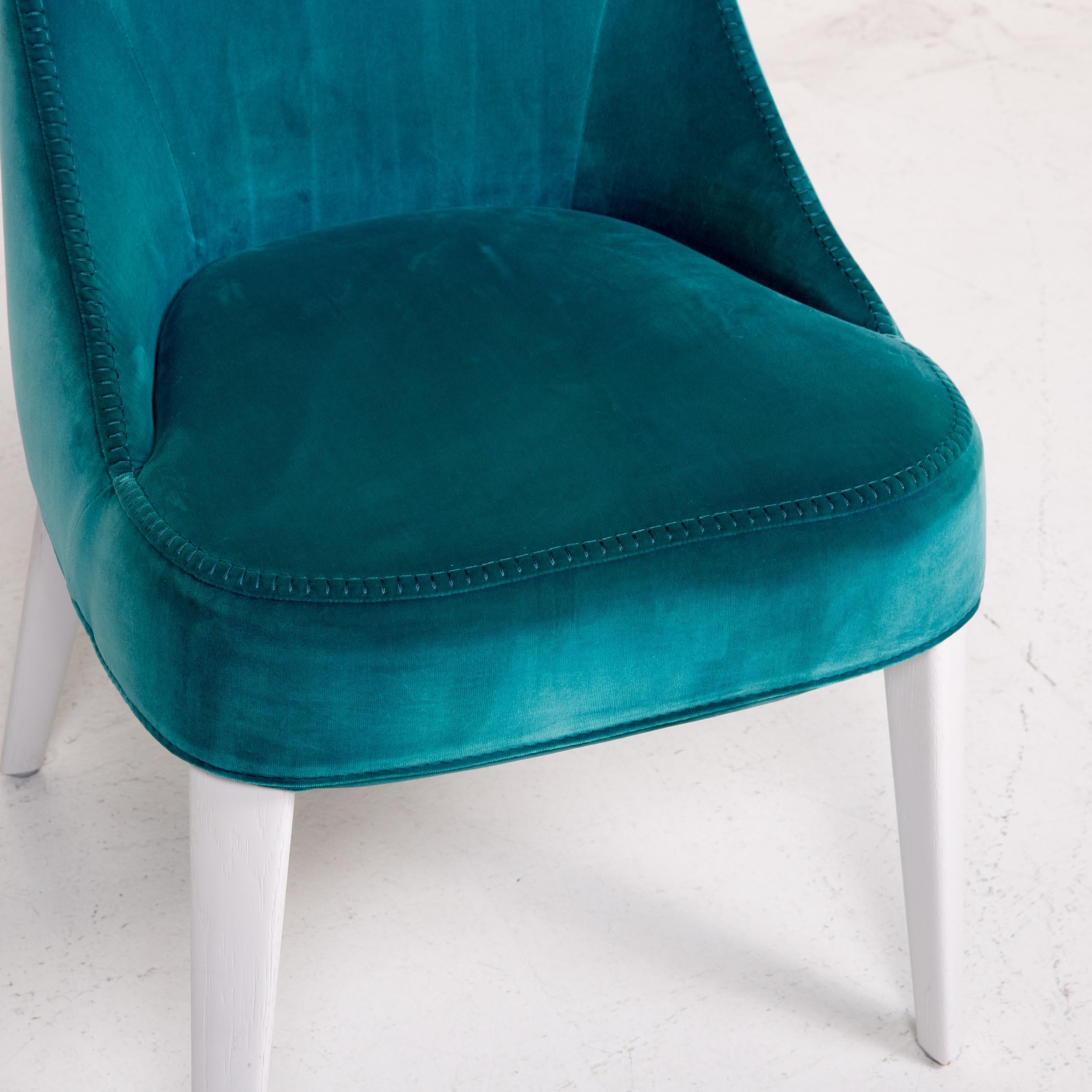 Modern Maxalto by B&B Italia Velvet Chair Set Turquoise For Sale