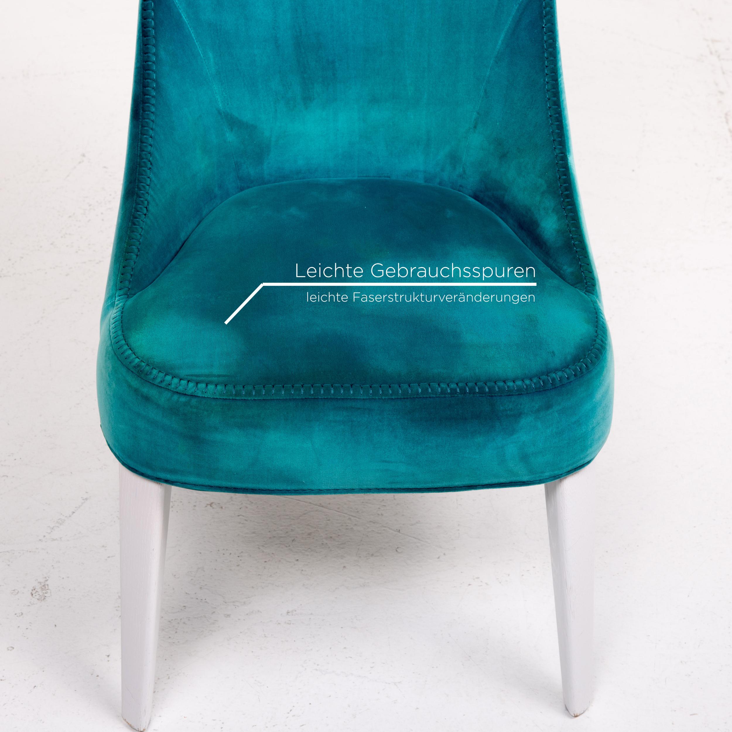 Maxalto by B&B Italia Velvet Chair Set Turquoise For Sale 1