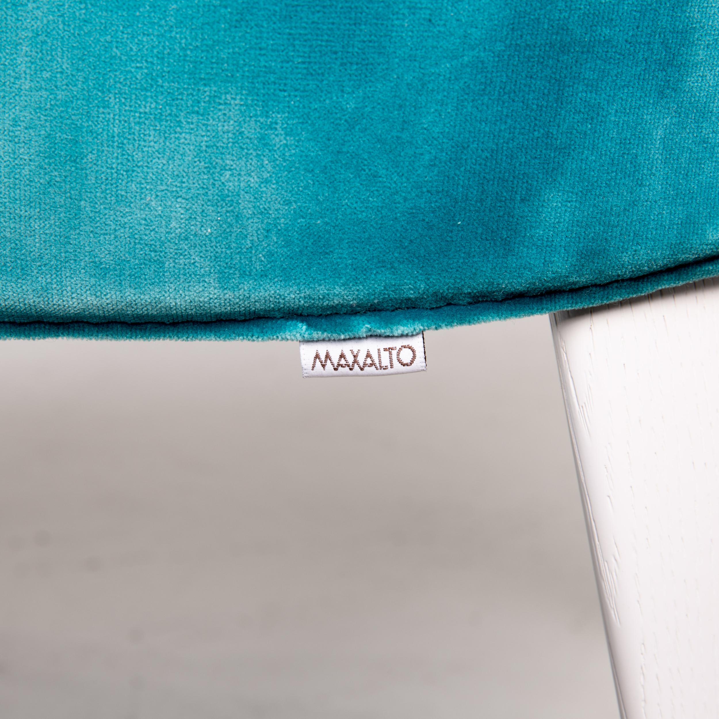 Maxalto by B&B Italia Velvet Chair Set Turquoise For Sale 3
