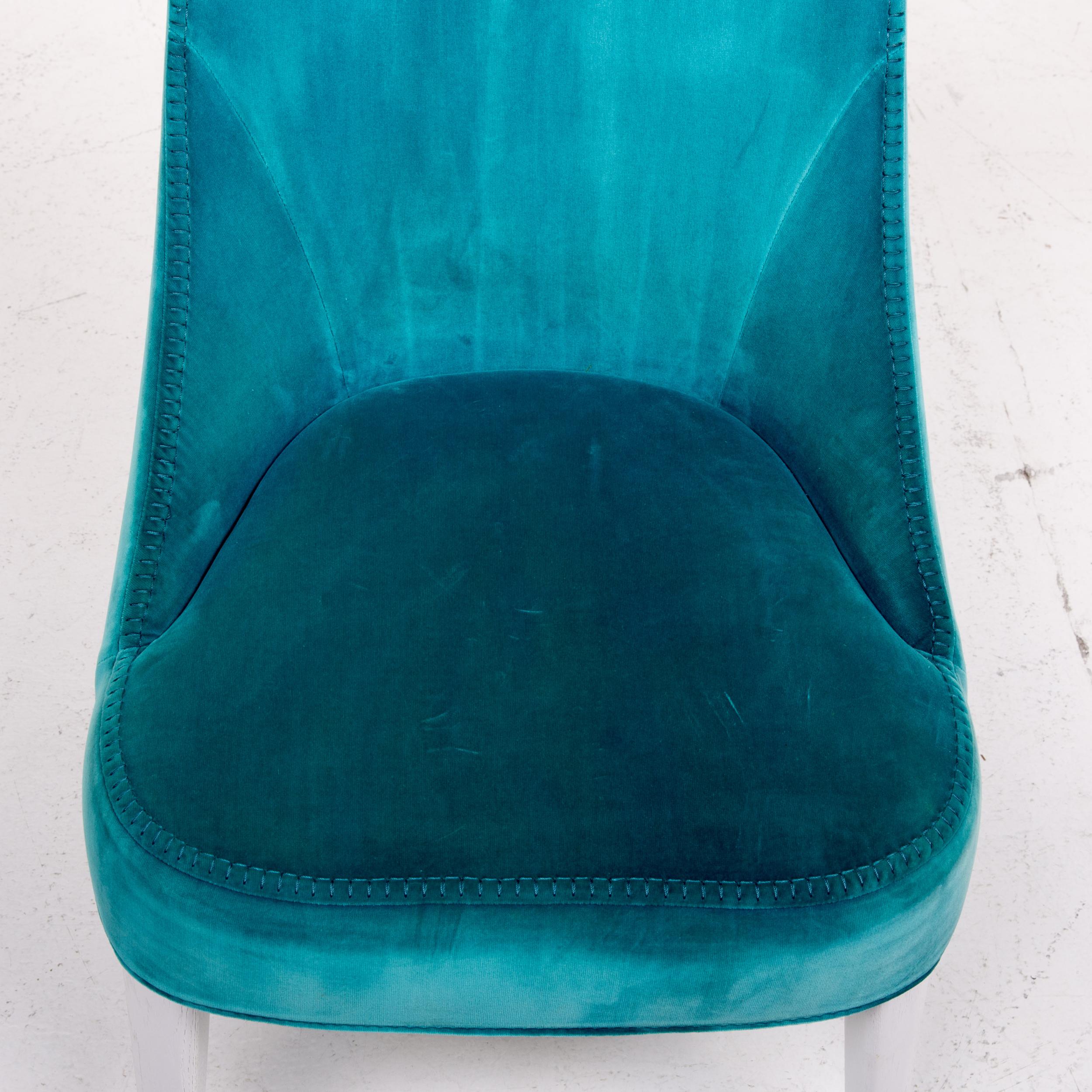 Maxalto by B&B Italia Velvet Chair Turquoise For Sale 5