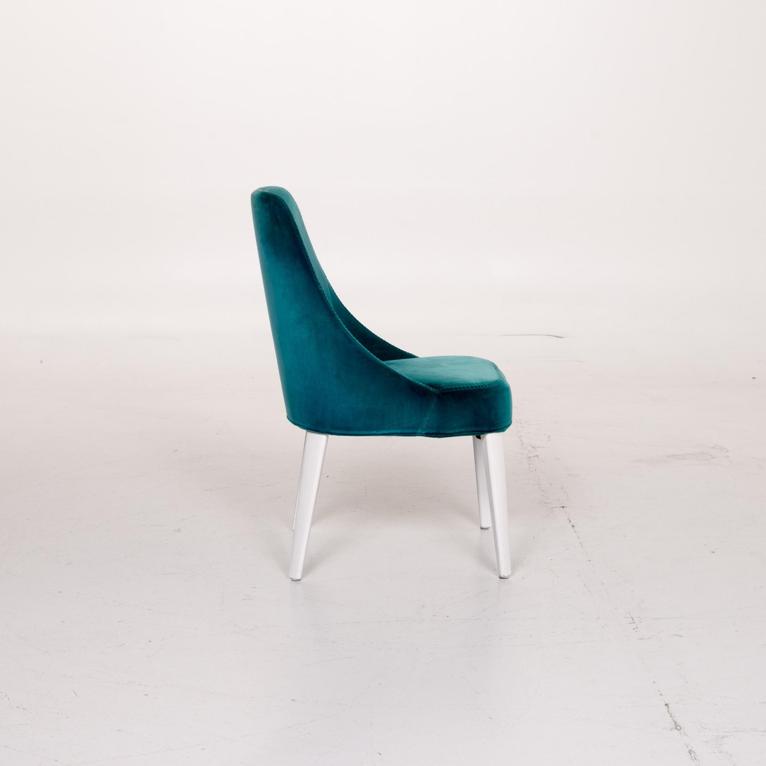 Maxalto by B&B Italia Velvet Chair Turquoise For Sale 7