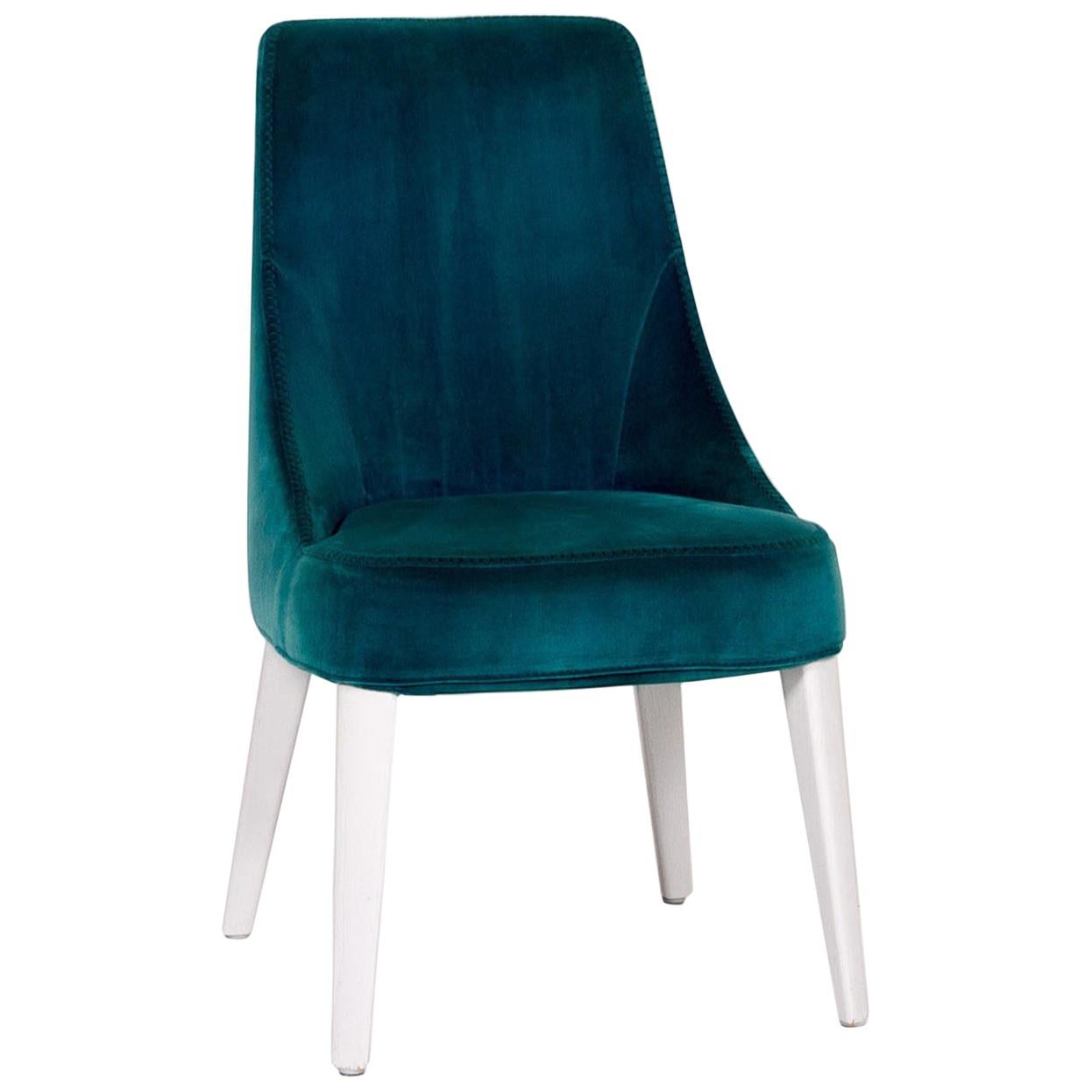 Maxalto by B&B Italia Velvet Chair Turquoise For Sale