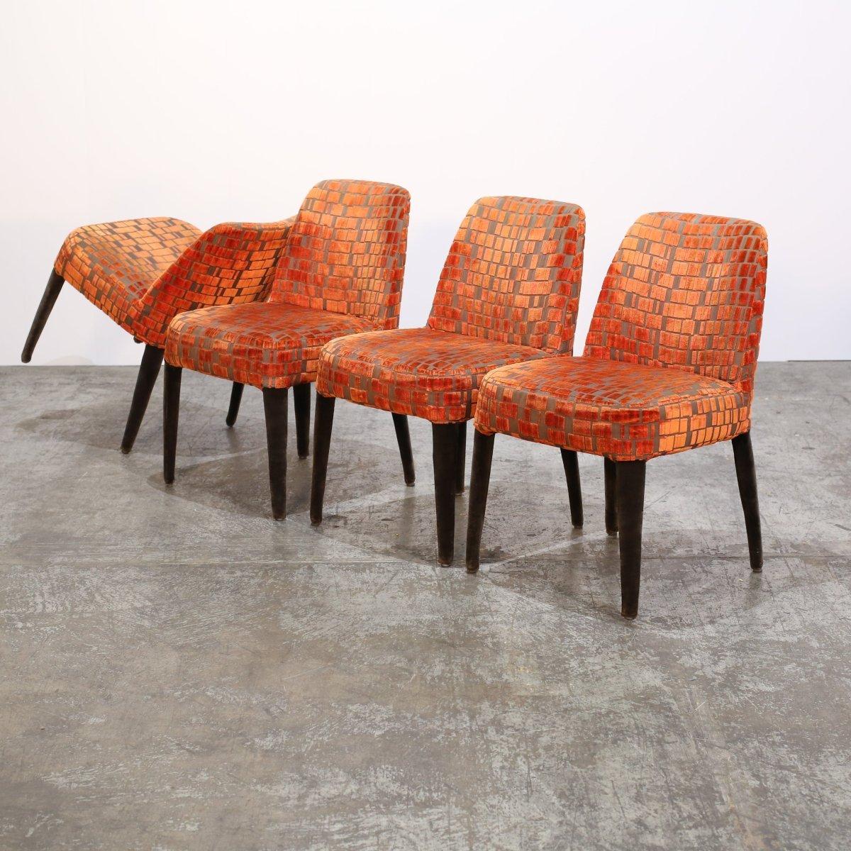 Juego de cuatro sillas de comedor Maxalto Febo Naranja de Antonio Citterio Madera en venta