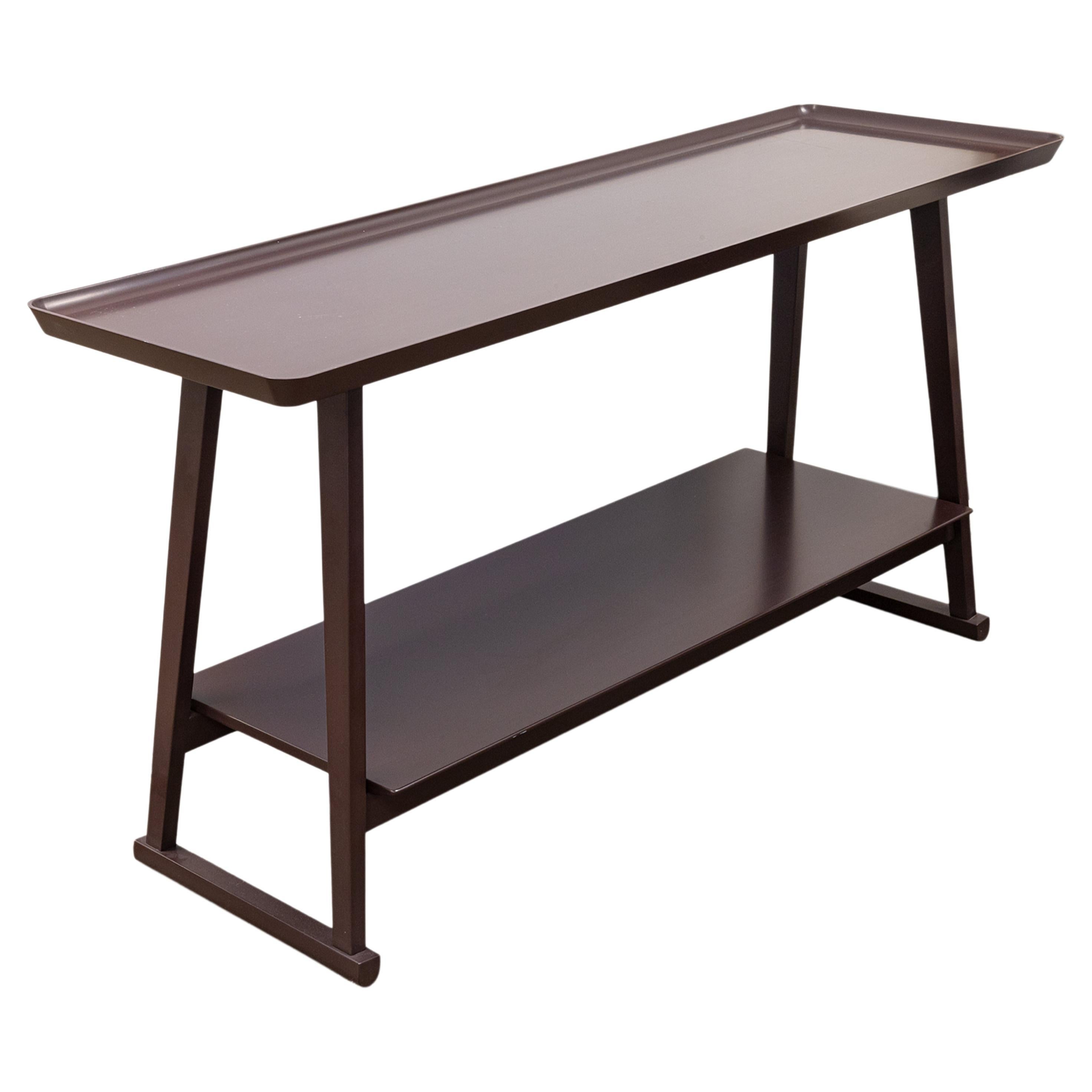 Maxalto Recipio Dunkelrot Wood Contemporary Modern Console Sofa Tisch im Angebot