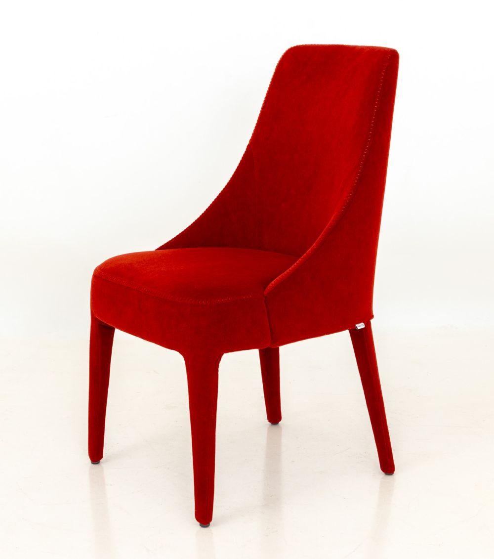 Italiano Sedie imbottite in mohair rosso di Maxalto, coppia in vendita