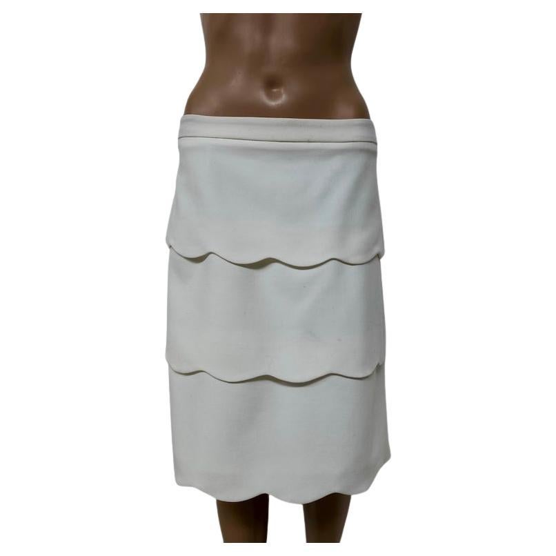 MAX&Co. Ivory Scalloped-Tier Midi Skirt en venta