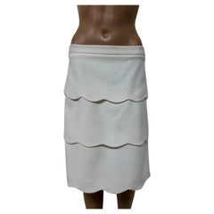 MAX&Co. Ivory Scalloped-Tier Midi Skirt