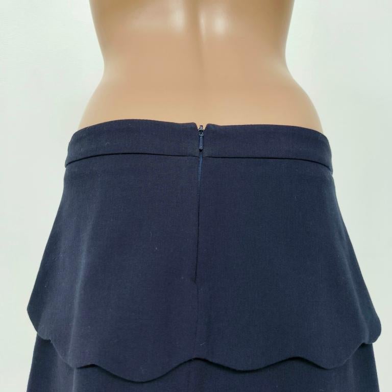 MAX&Co. Navy-Blue Scalloped-Tier Midi Skirt en vente 6