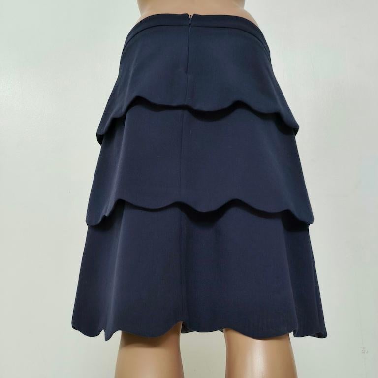 MAX&Co. Navy-Blue Scalloped-Tier Midi Skirt en vente 8