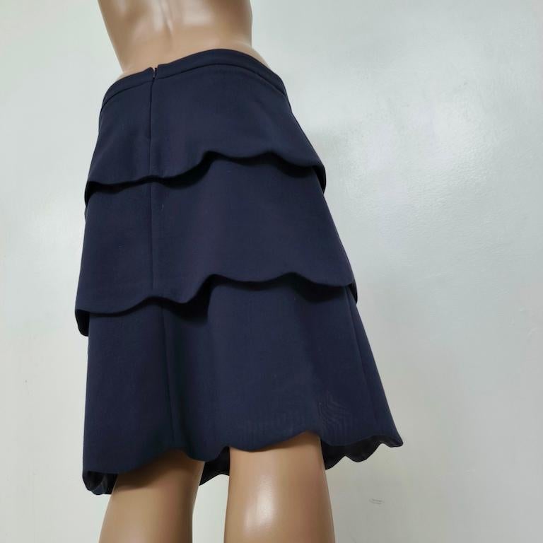 MAX&Co. Navy-Blue Scalloped-Tier Midi Skirt en vente 9