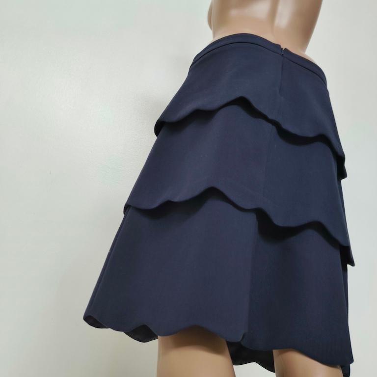 MAX&Co. Navy-Blue Scalloped-Tier Midi Skirt en vente 10