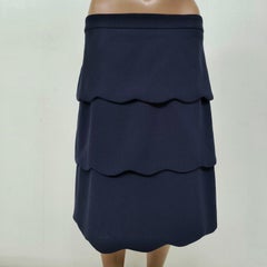 MAX&Co. Navy-Blue Scalloped-Tier Midi Skirt