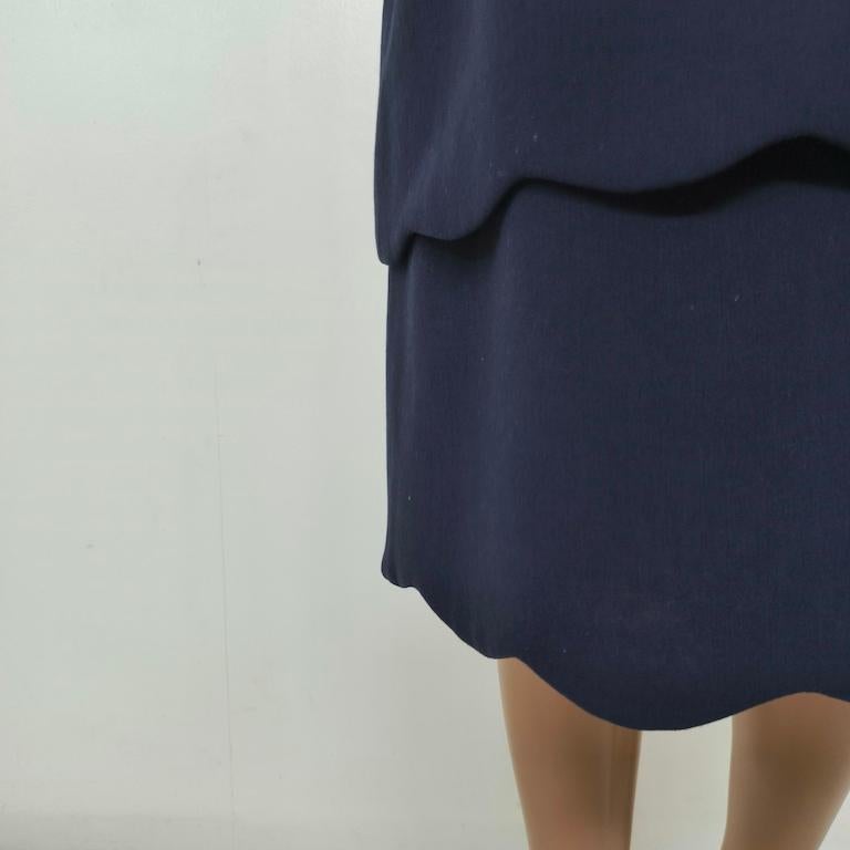 MAX&Co. Navy-Blue Scalloped-Tier Midi Skirt en vente 1
