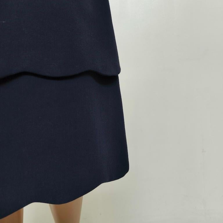 MAX&Co. Navy-Blue Scalloped-Tier Midi Skirt en vente 2