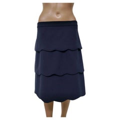 MAX&Co. Navy-Blue Scalloped-Tier Midi Skirt