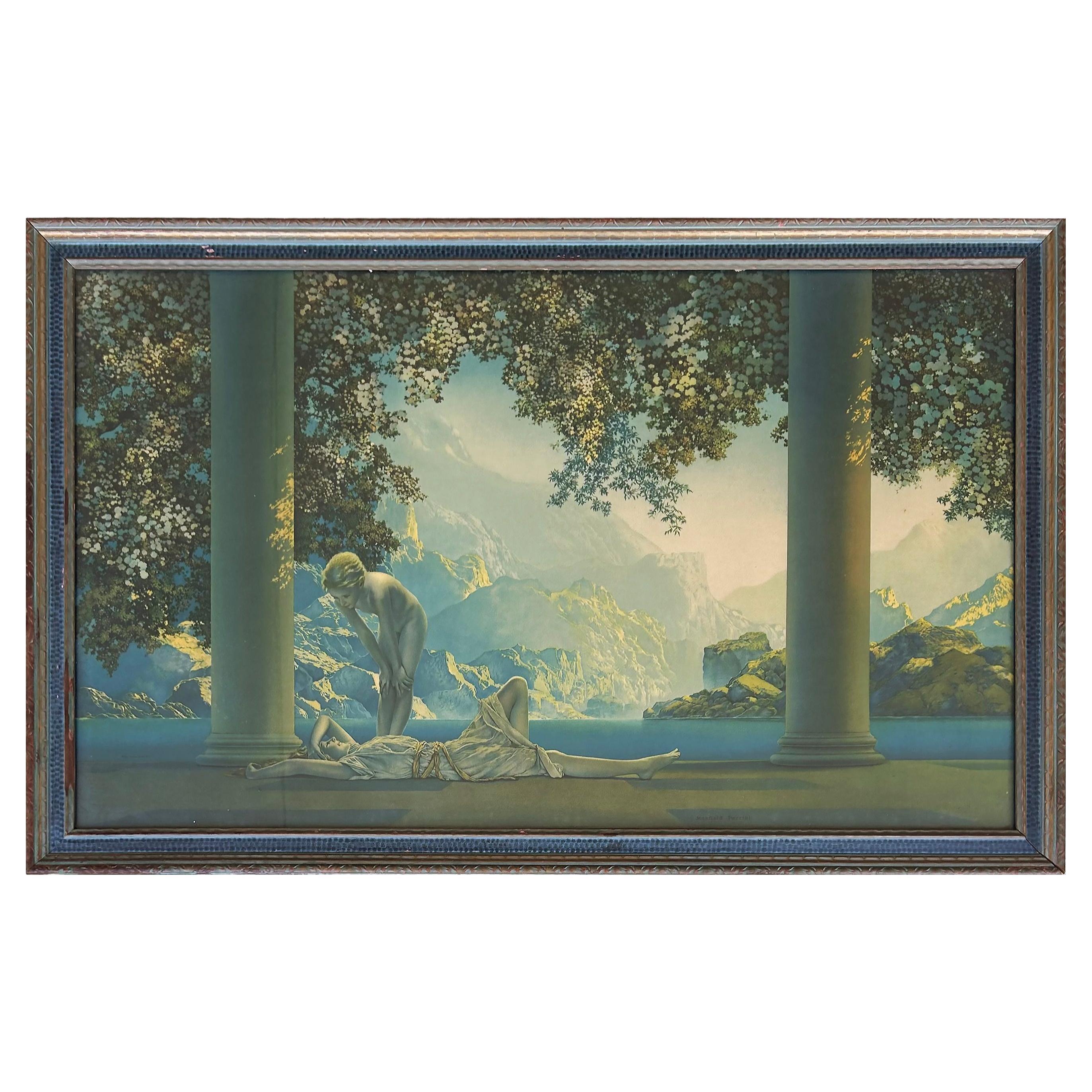 Maxfield Parrish Icono Art Decó Grabado original de 1923 "Amanecer" en venta
