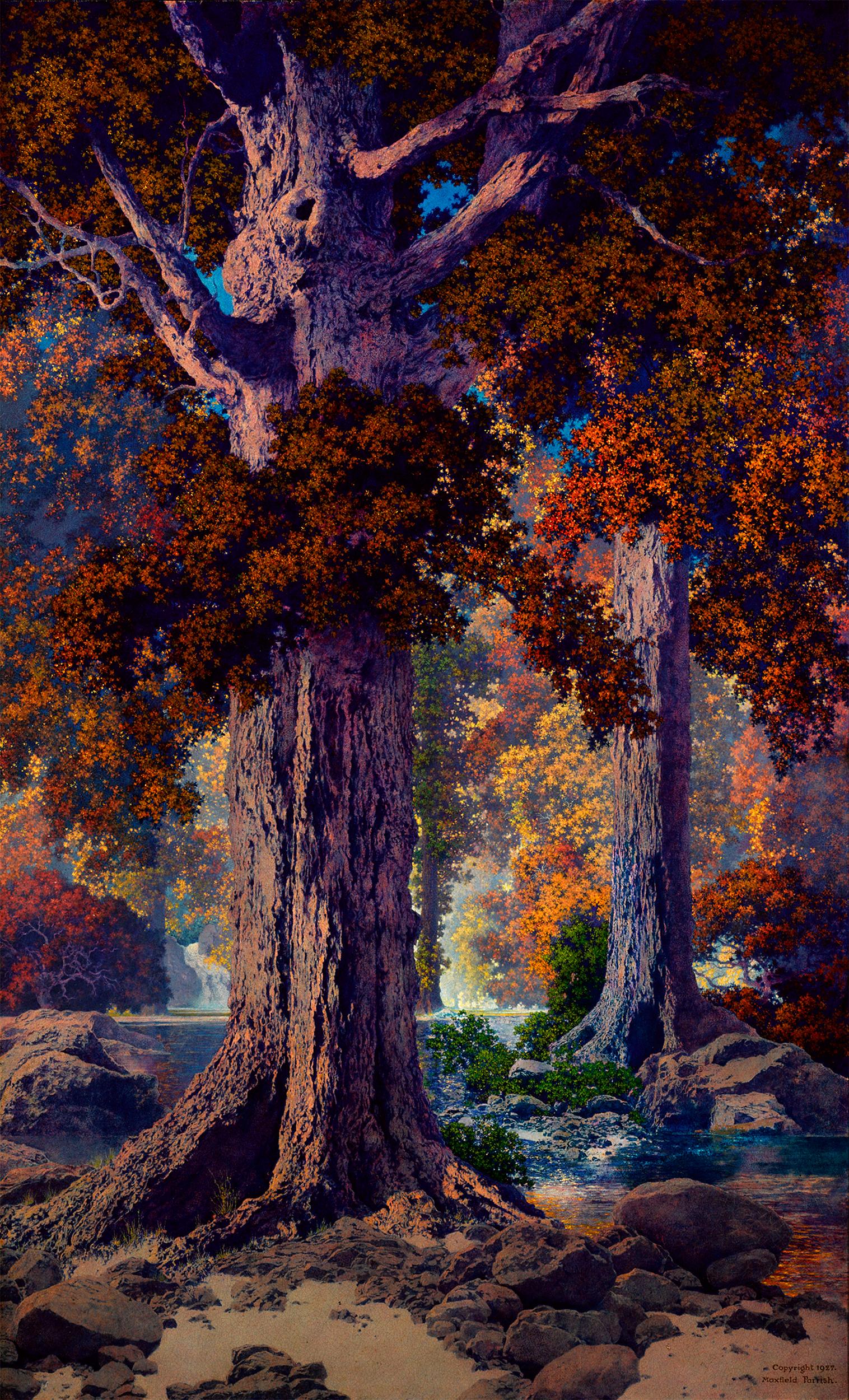 Maxfield Parrish Landscape Painting - Autumn Woods