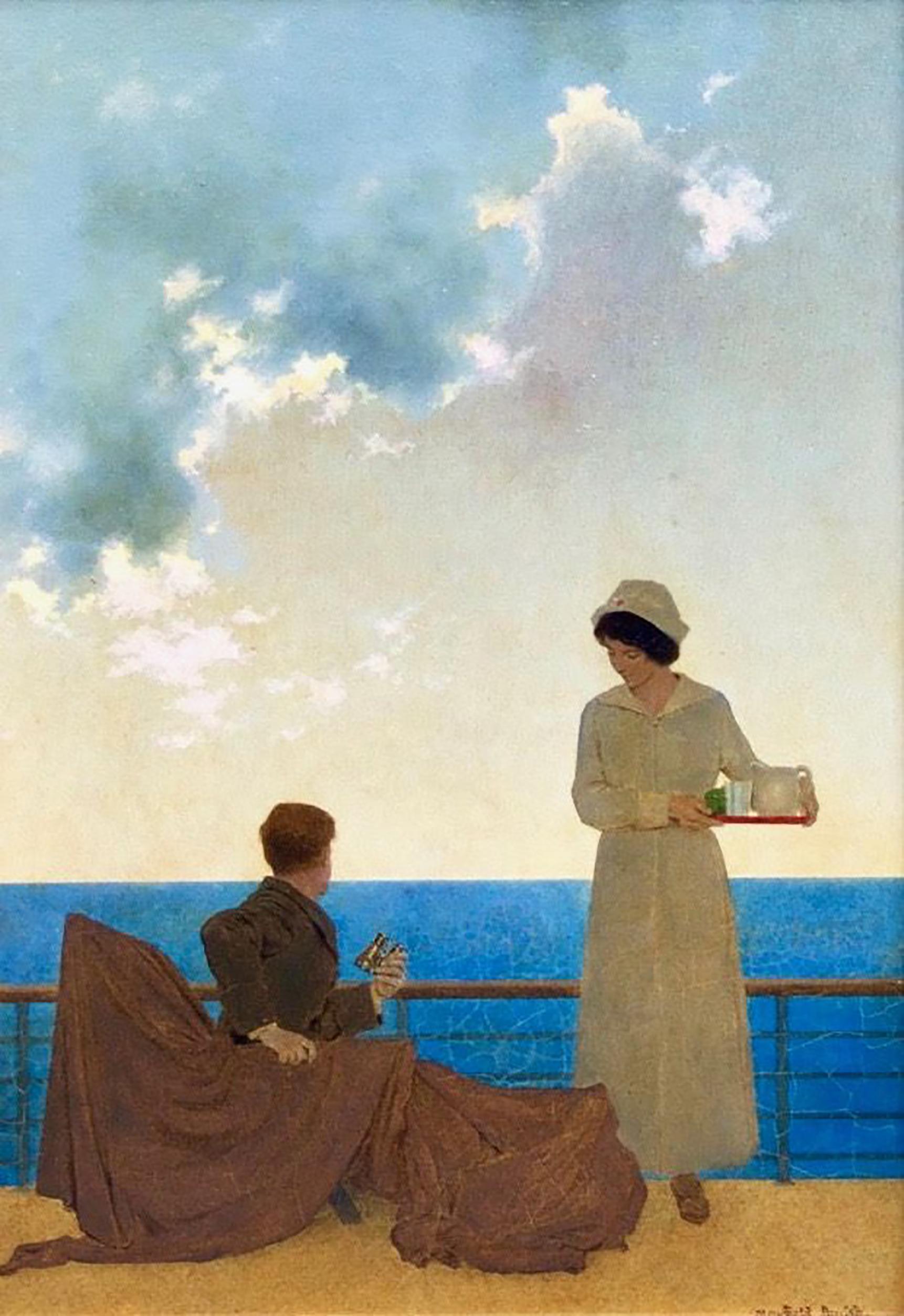 Maxfield Parrish Figurative Painting - Original Illustration for The Red Cross Advertisement