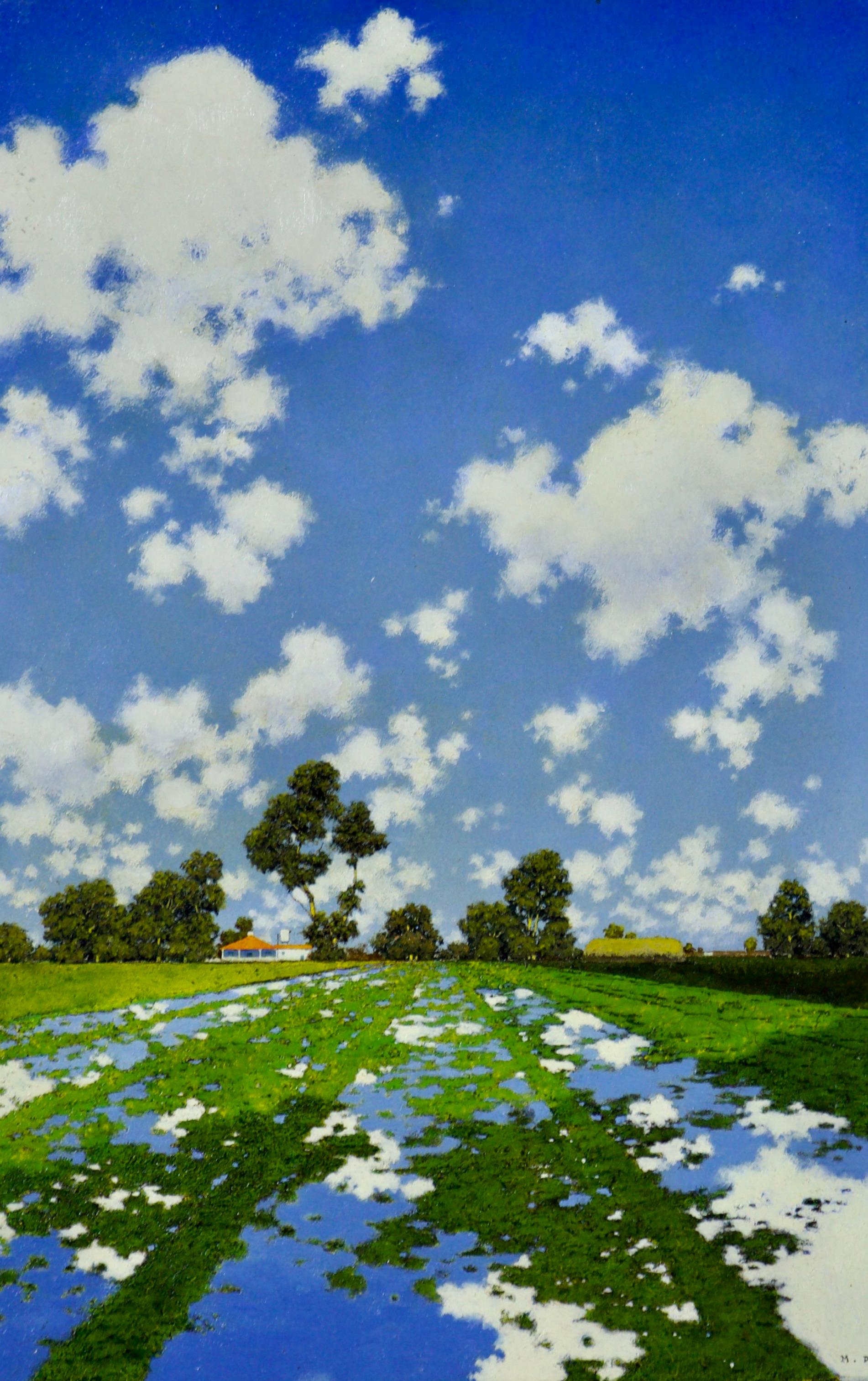 Wassereinsatz auf einem Feld von Alfalfa – Painting von Maxfield Parrish