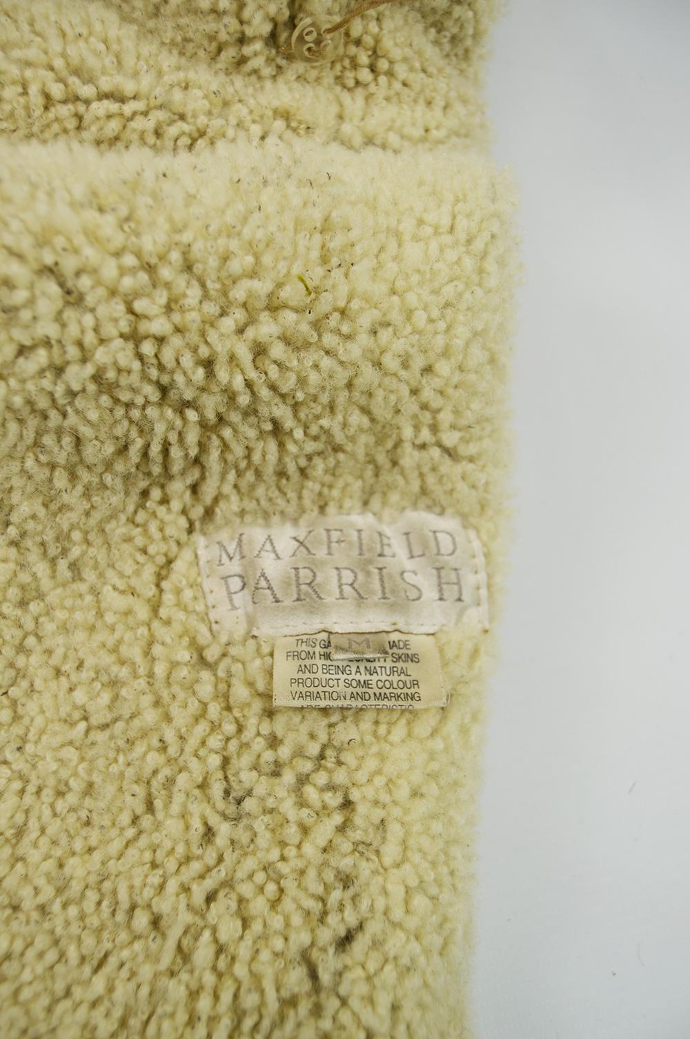 Maxfield Parrish Vintage Tan Lightweight Sheepskin & Wool Shearling Coat, 1990s 2