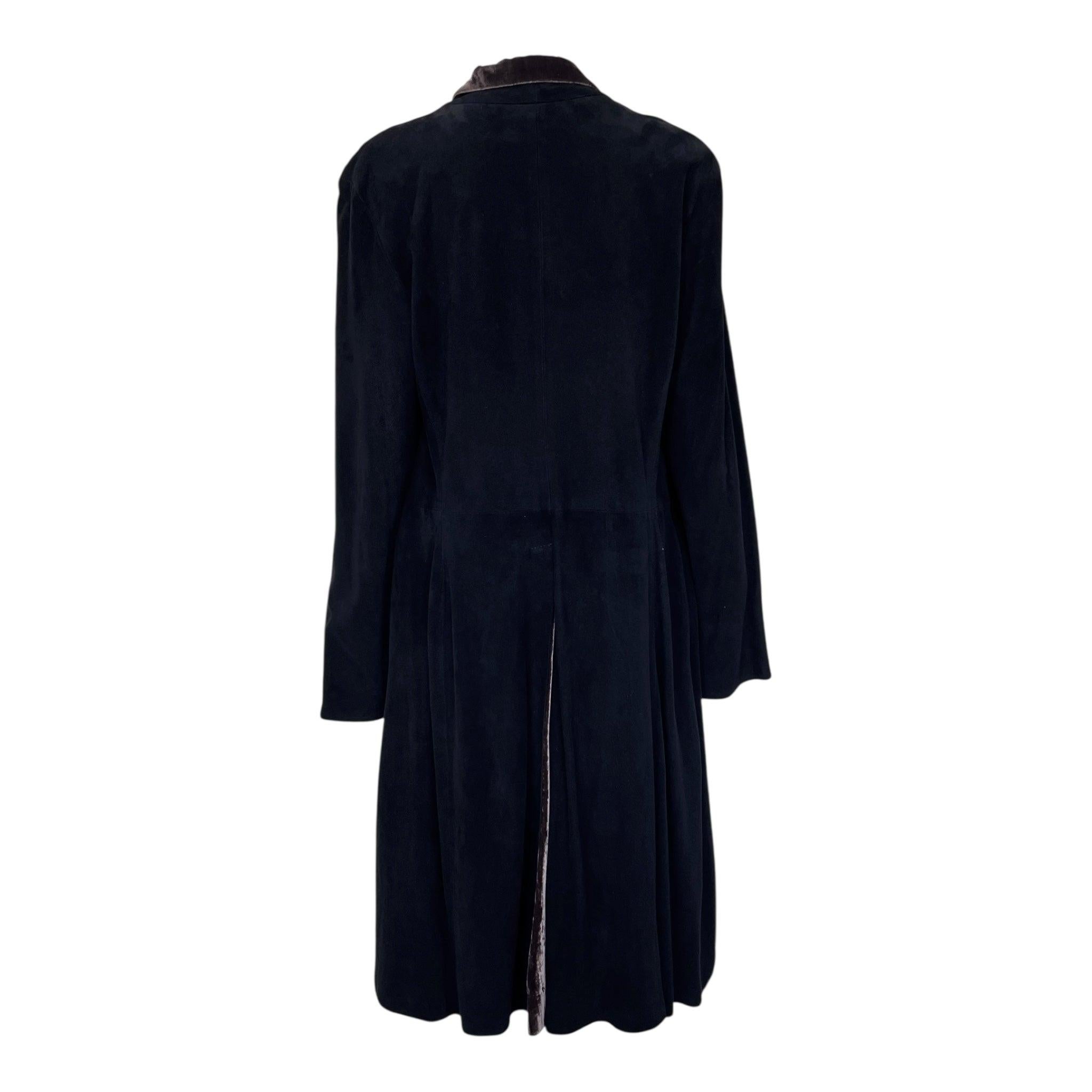 Maxfield Parrish Y2K Black Suede and Brown Velvet Coat, 2000s In Excellent Condition For Sale In Los Angeles, CA