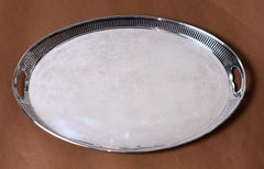 Maxfield & Sons English Victorian Style Silver-Plated Tray With Railing Border