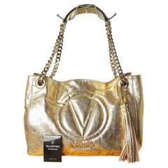 Maxi bag "Luisa 2" in gold leather and gold metallic chain Valentino 