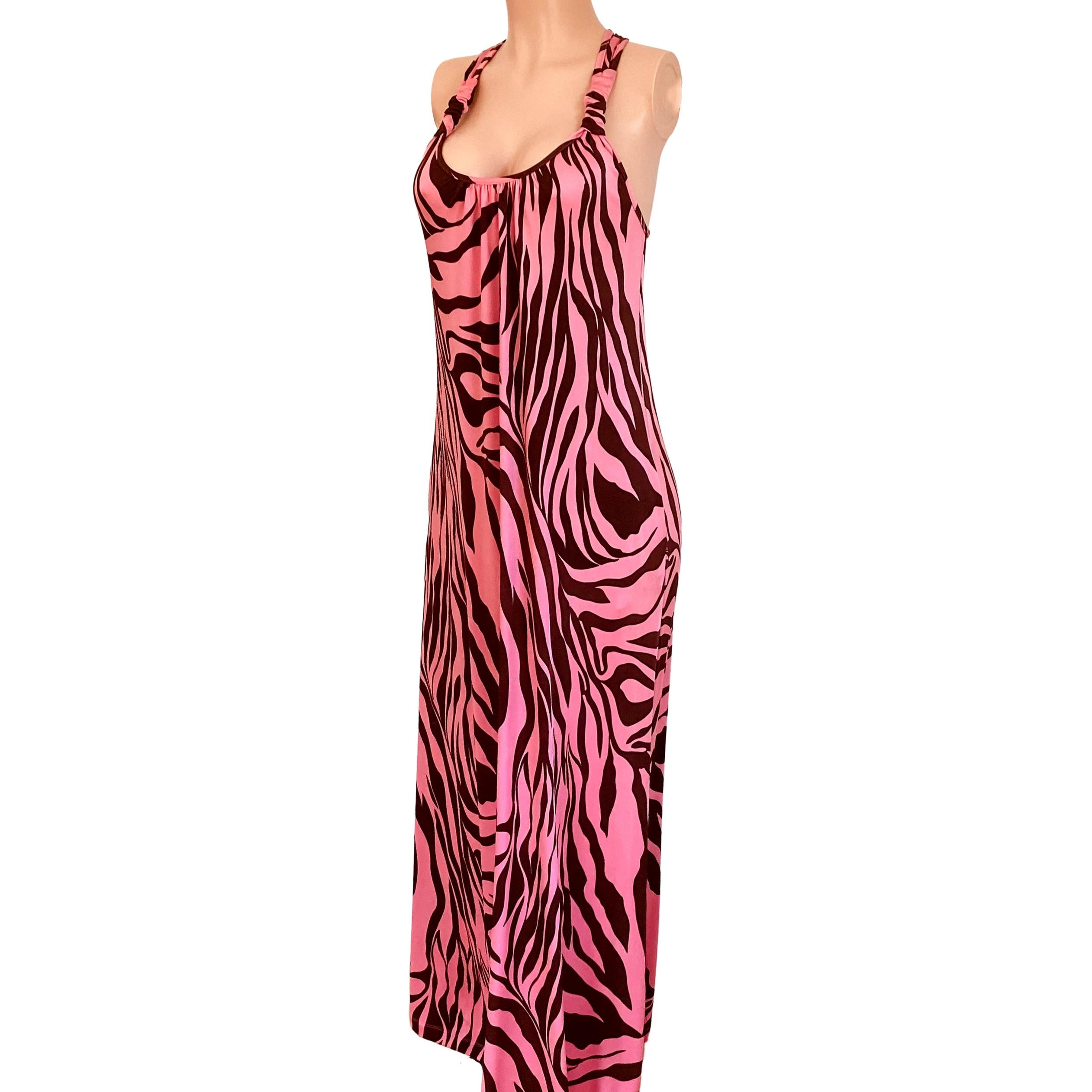 Maxi Boho Pink Brown Flora Kung Silk Jersey Dress NWT In New Condition For Sale In Boston, MA