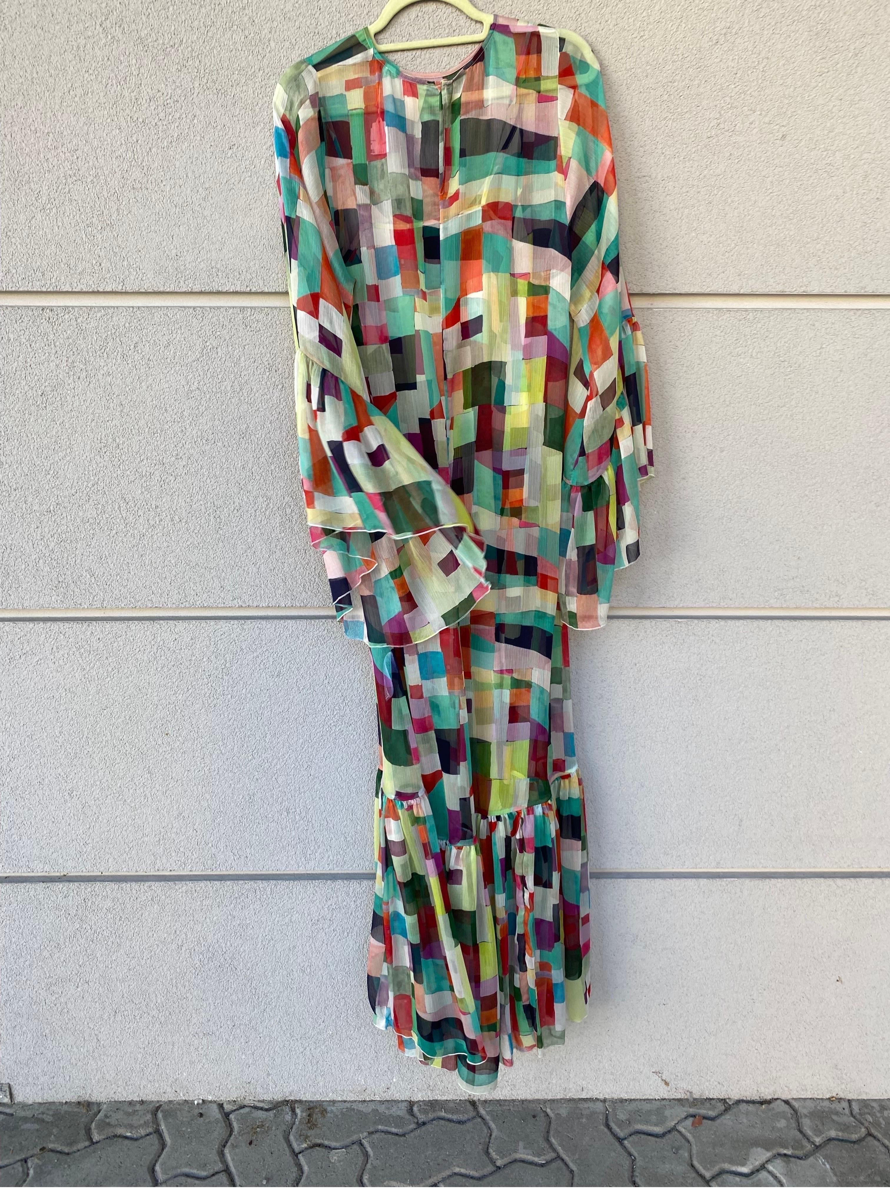 Gray Maxi dress Erika Cavallini print check