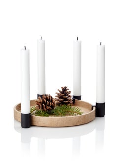 Portacandele e vassoio Maxi Luna Black di Applicata