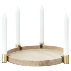 Maxi Luna Brass Candleholder and Tray by Applicata