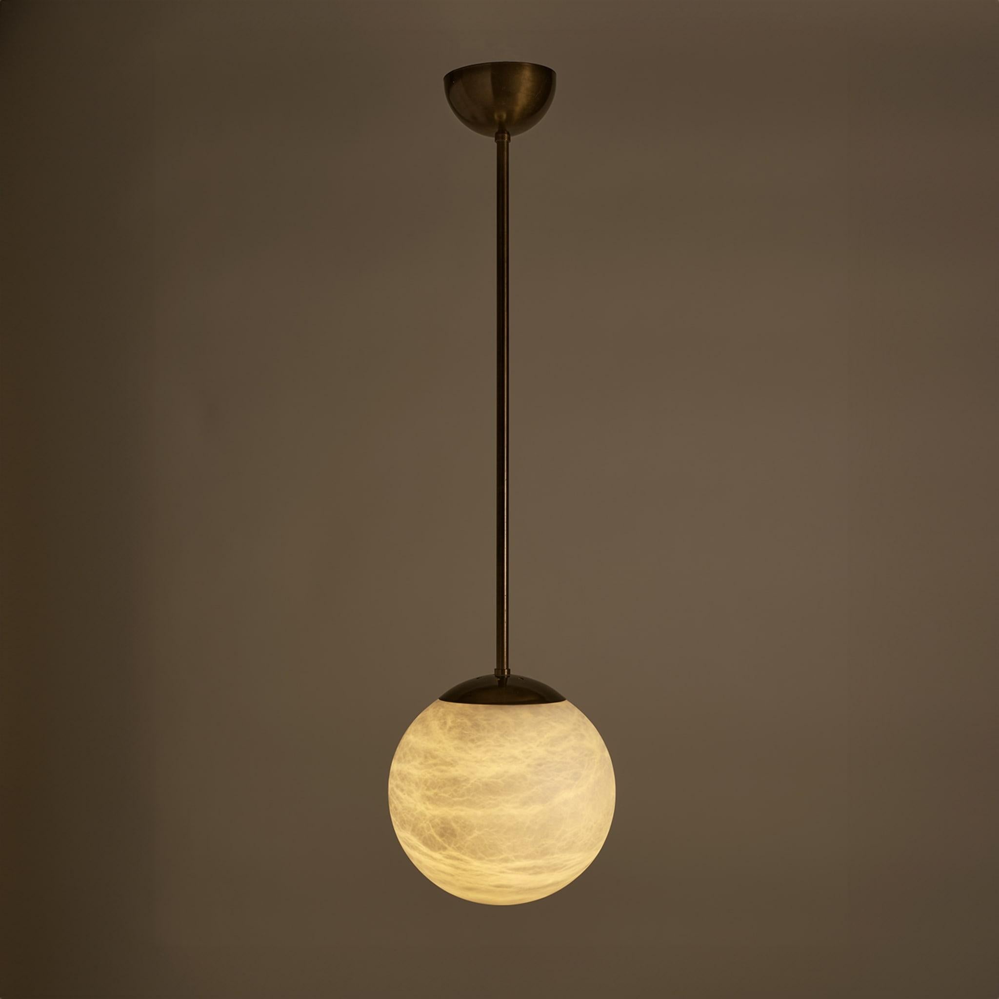 Italian Maxi Moon Alabaster Pendant Lamp For Sale