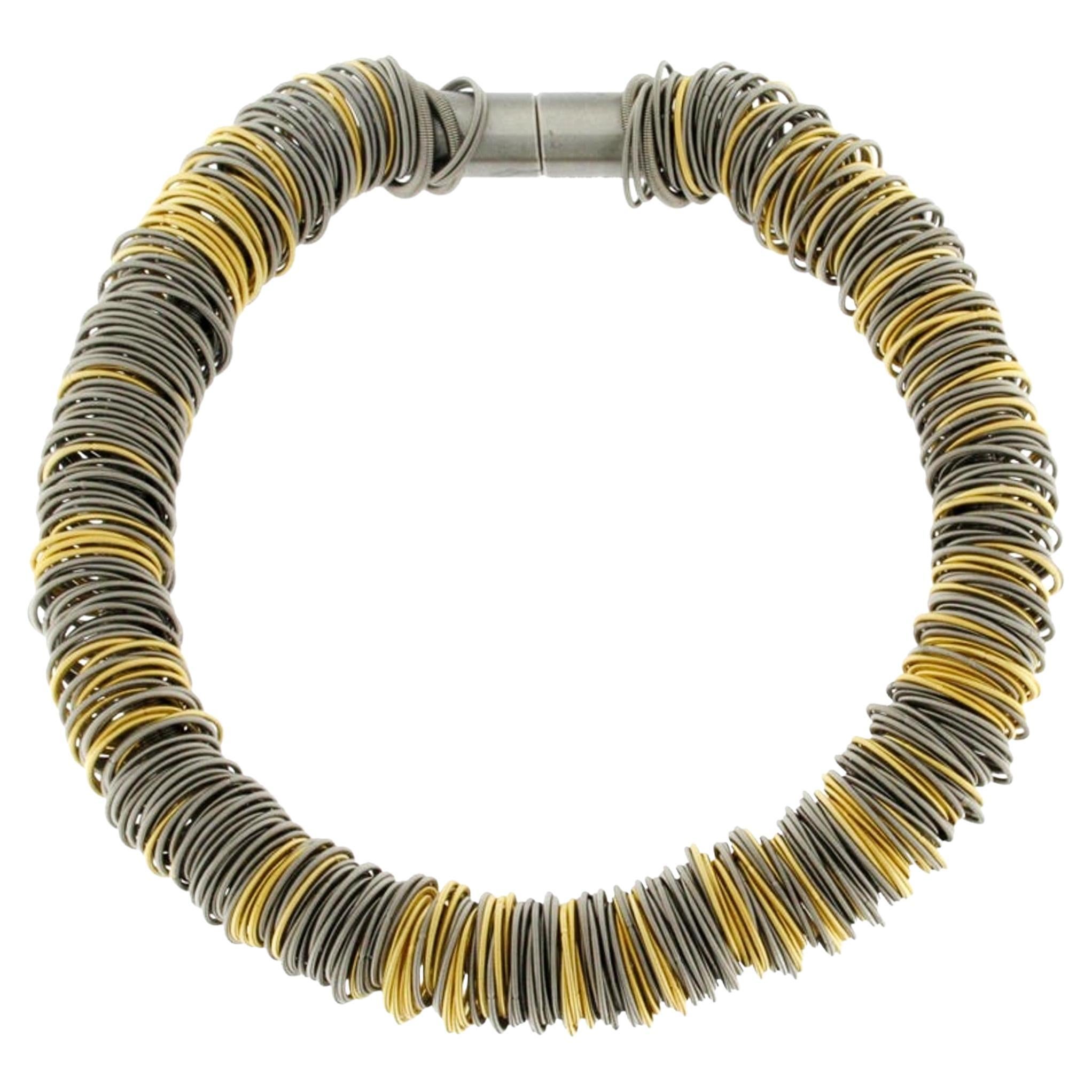 Maxi One Stainless Steel and Gold-Plated Stainless Steel Necklace For Sale