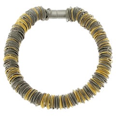 Collier long en acier inoxydable et acier inoxydable plaqué or<unk>