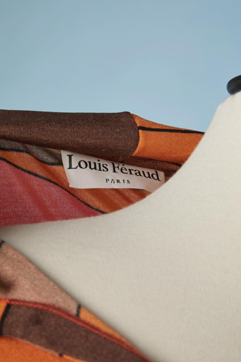 Robe longue en jersey de soie imprimée avec nœud papillon Louis Féraud Paris Circa 1970''s  en vente 3