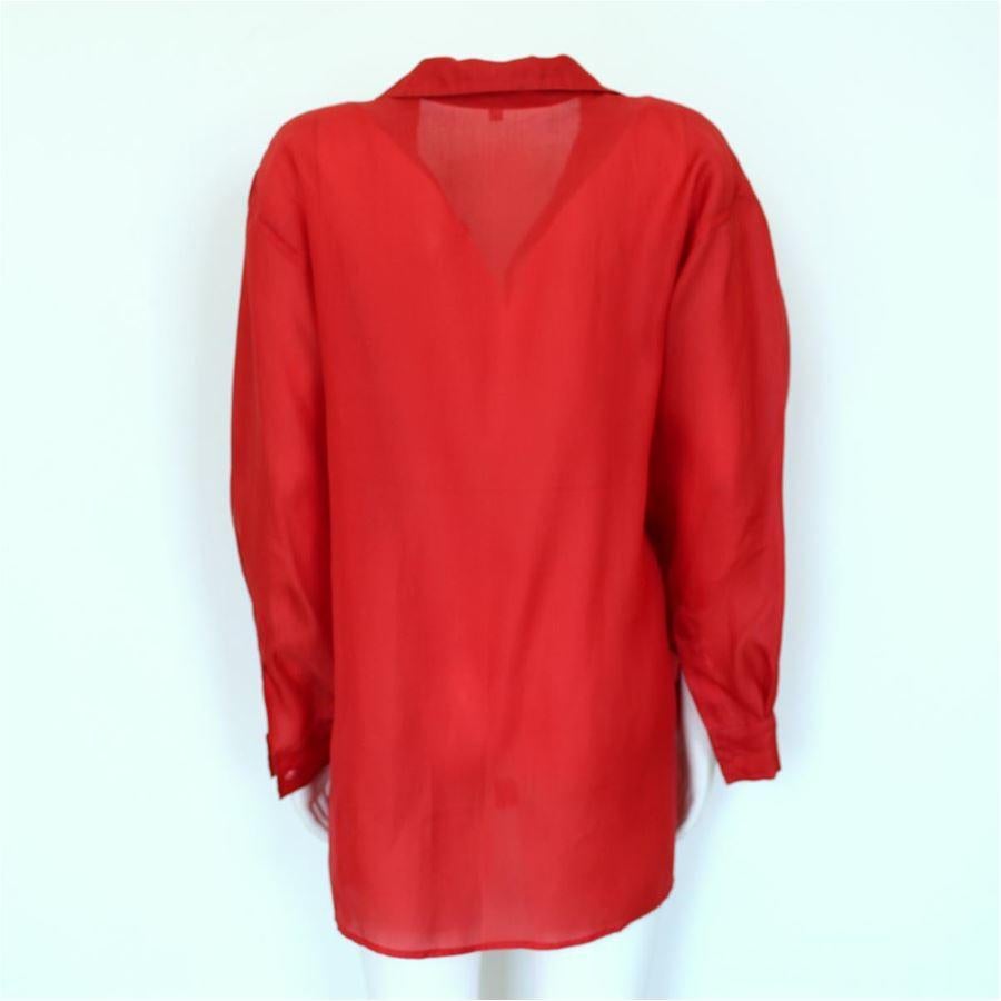 Oliver Valentino Vintage Organza silk Red color Button closure 2 Pockets Over fit Total length cm 76 (29.9 inches)

