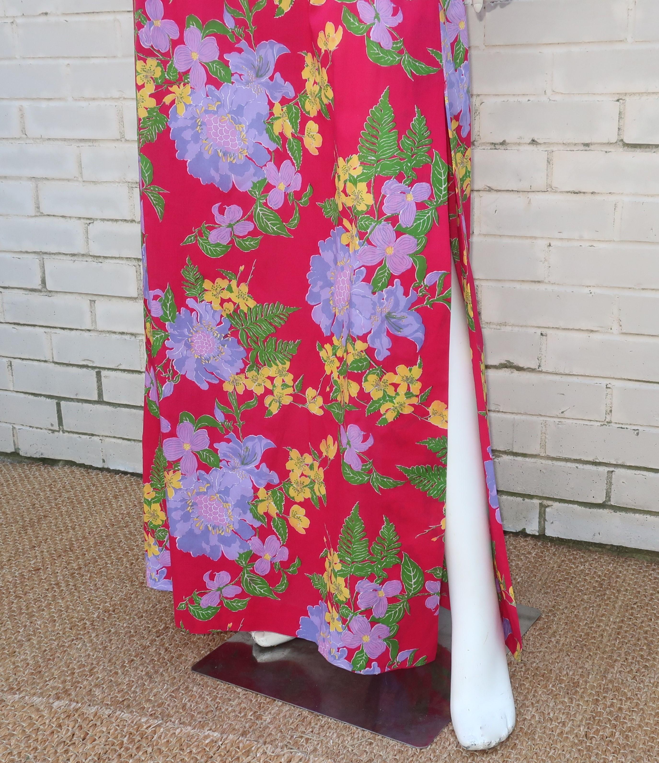 Maxi Thailand Floral Sun Dress With Quilted Jacket, C.1970 For Sale 5