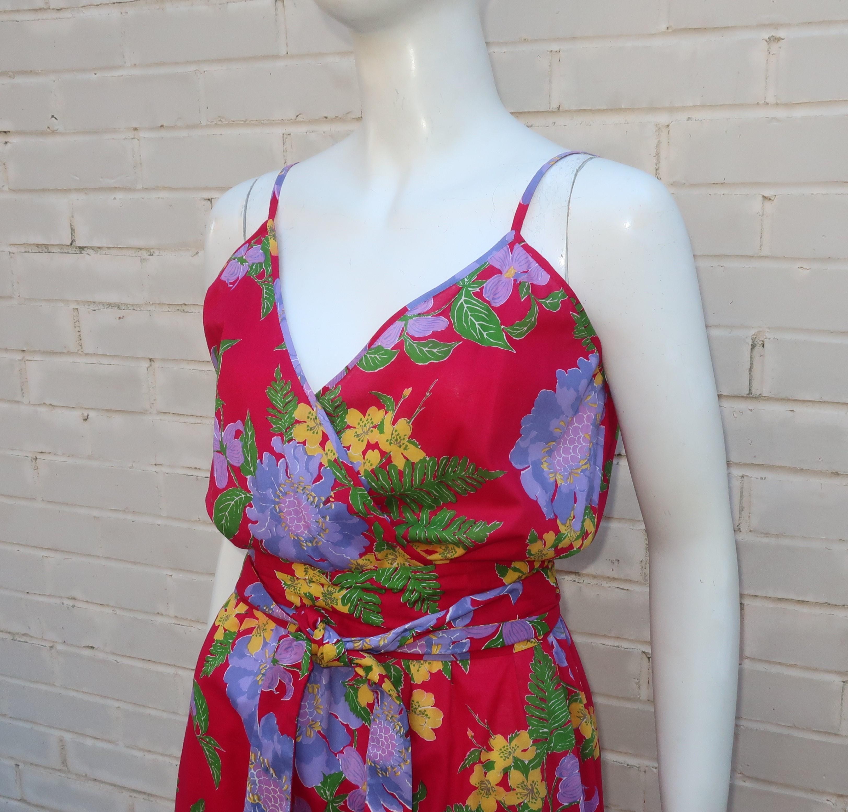 Maxi Thailand Floral Sun Dress With Quilted Jacket, C.1970 For Sale 4