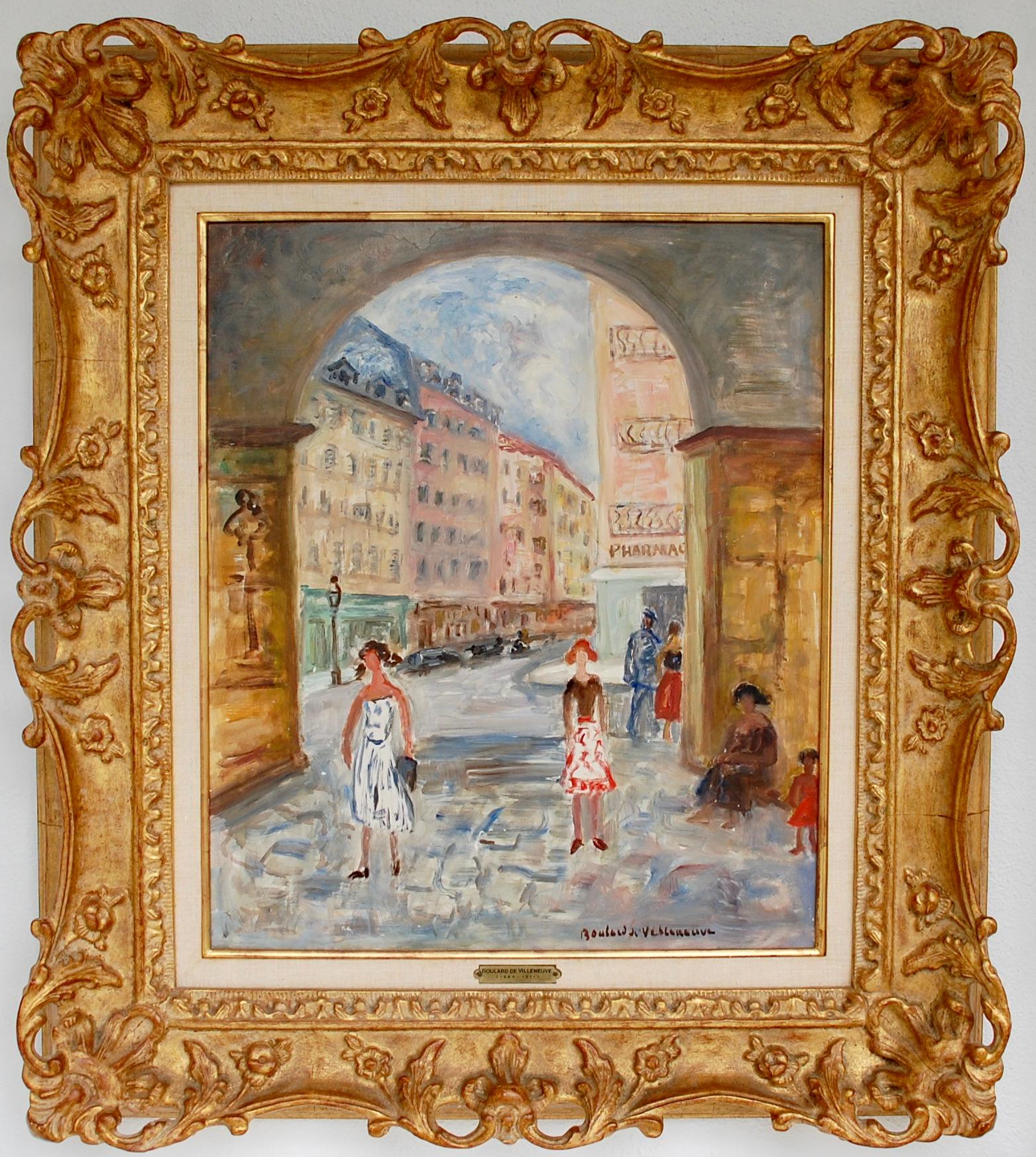   Maxim Boulard De Villeneuve Landscape Painting - Walk Around The City French Post Impressionist 