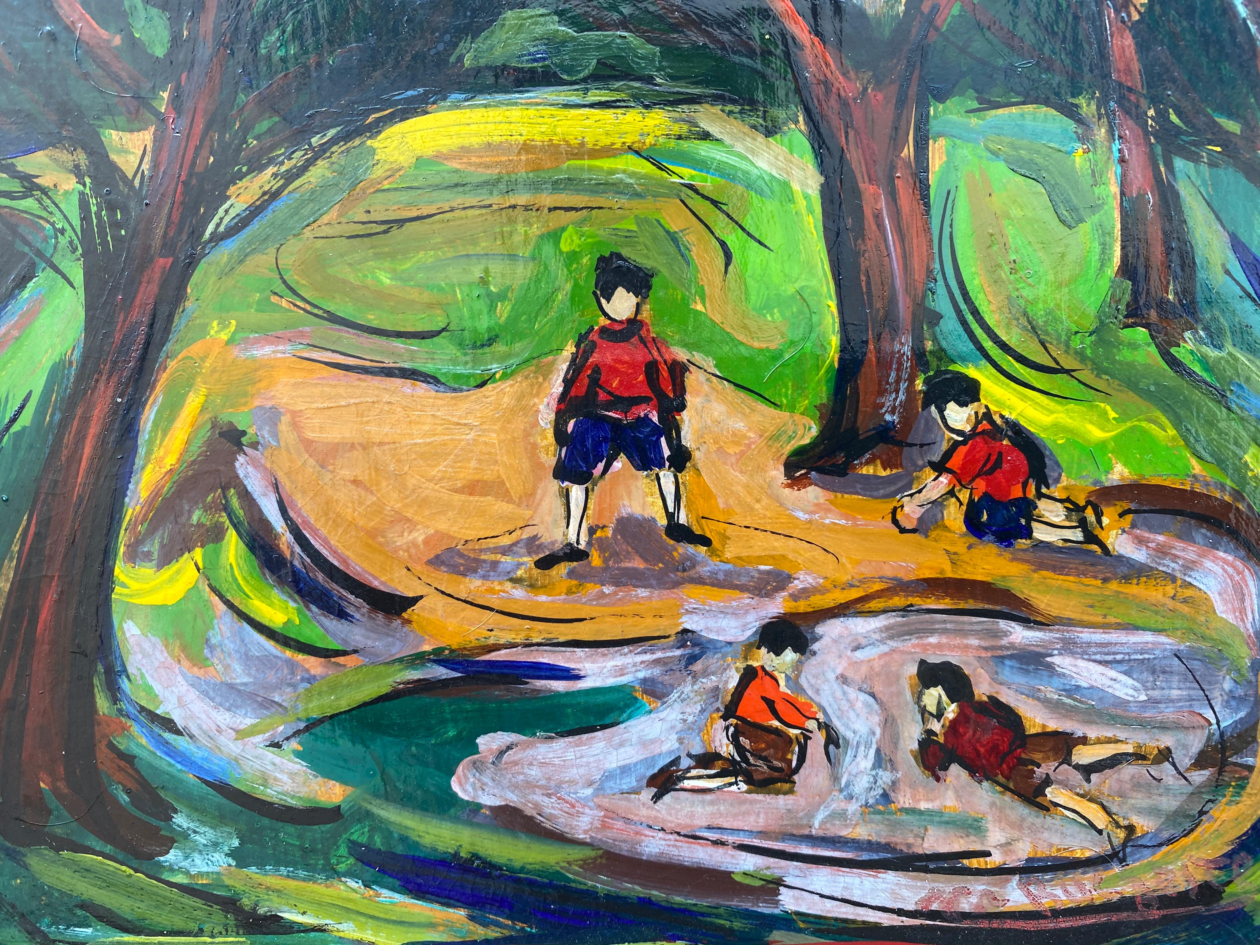 “Boys in the Park” - Post-Modern Painting by Maxim Bugzester