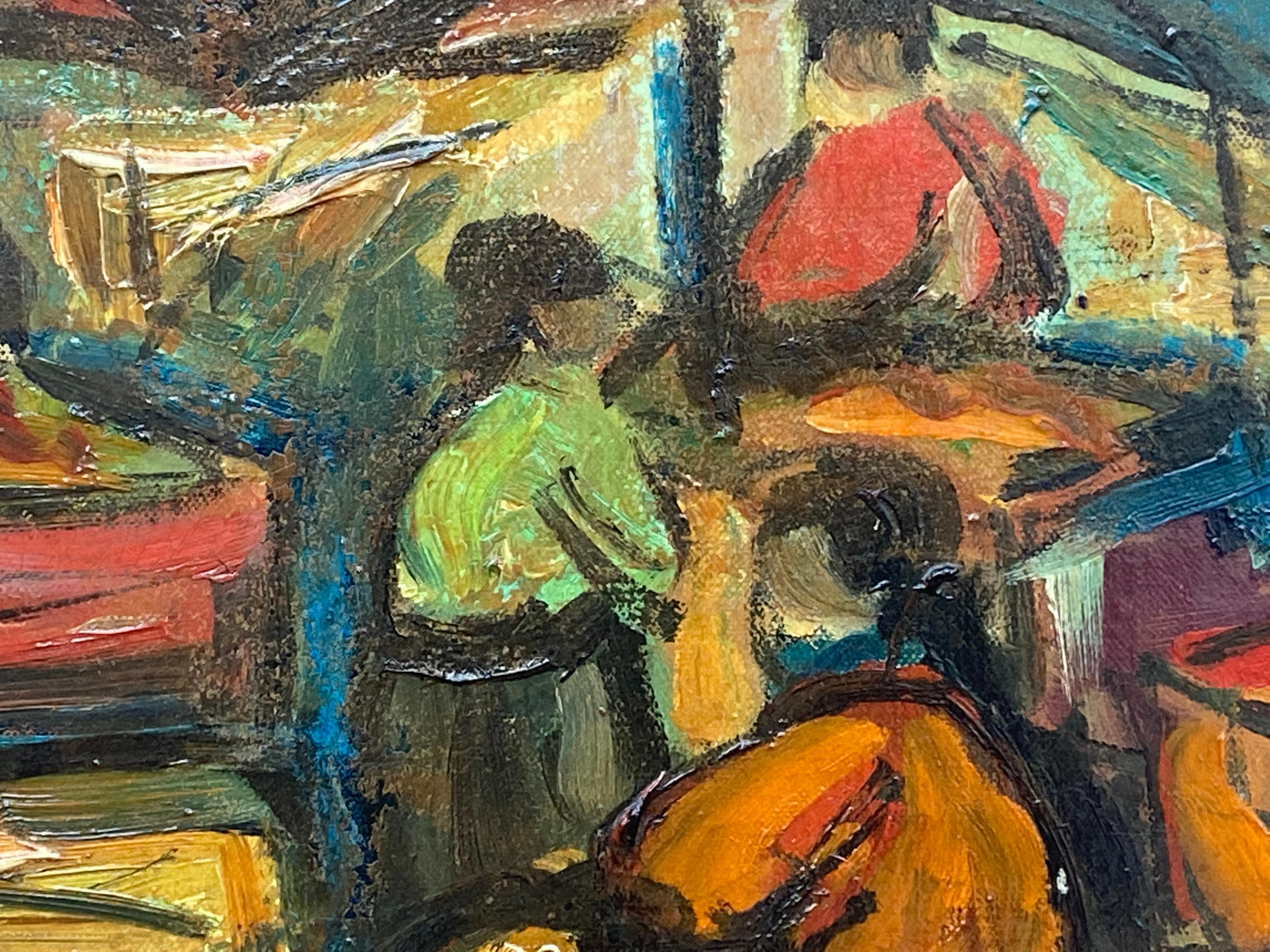 “The Marketplace” - Black Figurative Painting by Maxim Bugzester