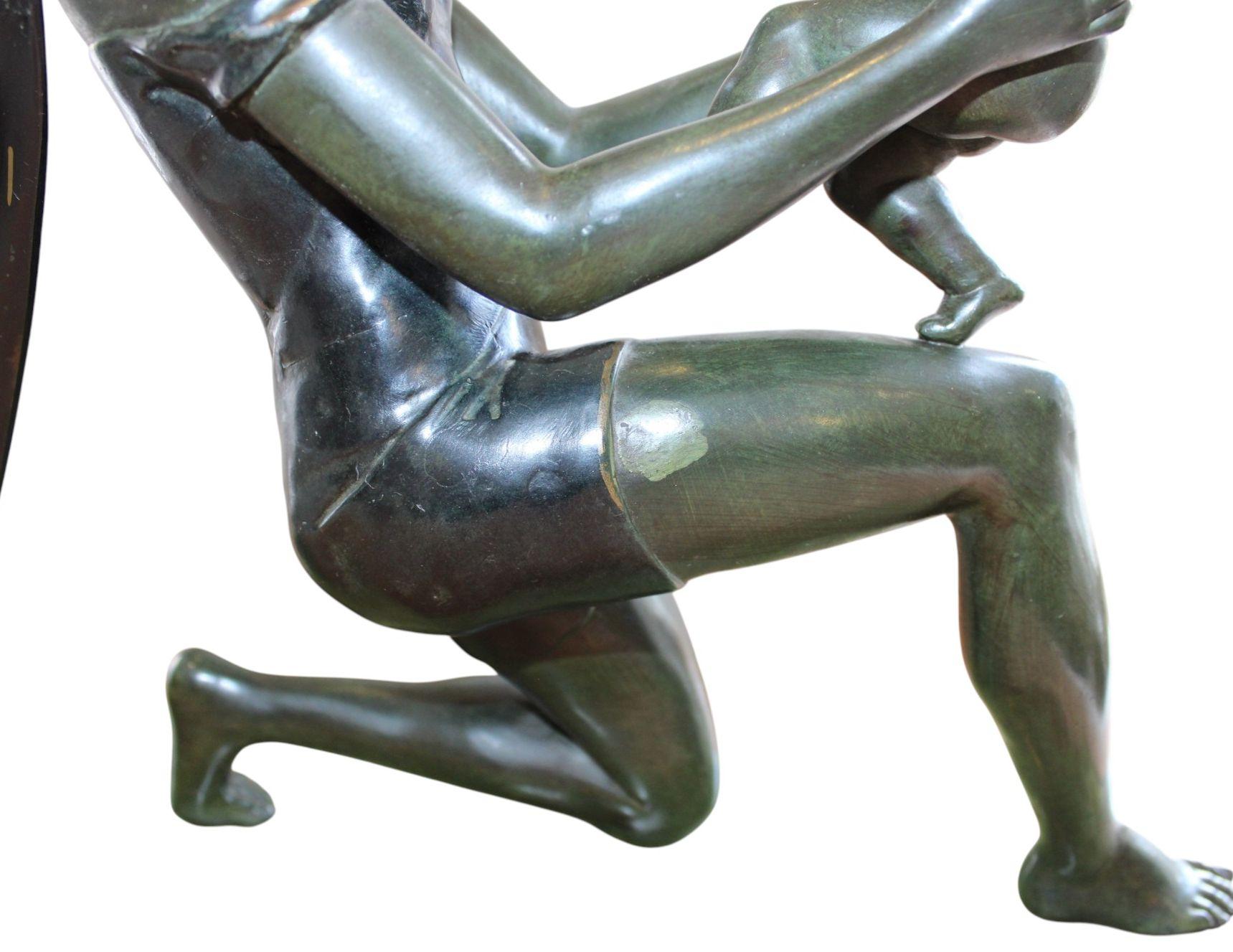Woman with child. Metal, marble, onyx, 39x51x15 cm - Black Figurative Sculpture by Maxim Geo