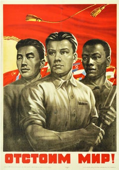 Original Vintage Soviet Propaganda Poster Nations For Peace Communist USSR
